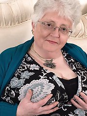 Naughty big breasted british granny getting frisky