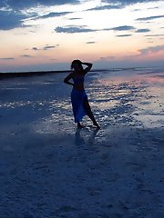 Sunset in light blue-gray tone Seminude