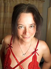 A woman wearing scarlet undergarments