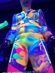 My submissive and I are enjoying UV slime that glows in the dark