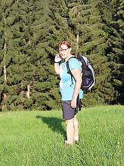 Removing clothes in a forested area of Bad Lauterbach