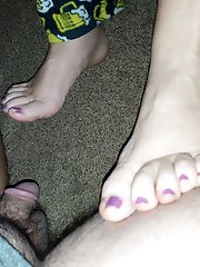 Teasing with feet and breasts at the same time